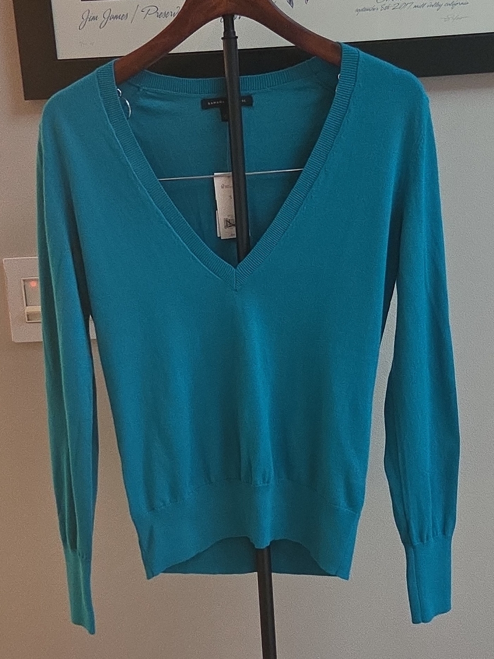Banana Republic Teal V-Neck Lightweight Sweater Size S